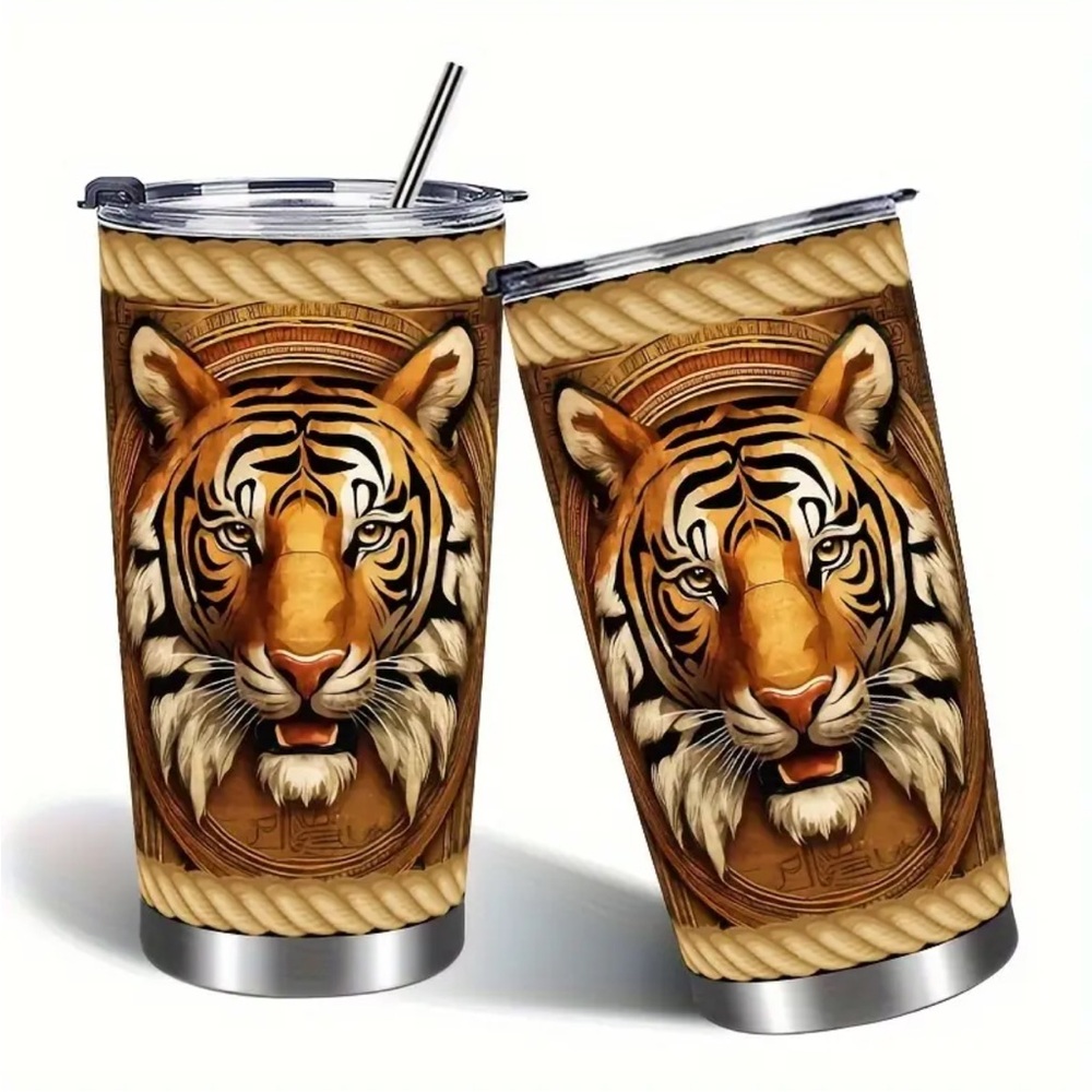 Tumbler, 0ne 20 oz, NIP, insulated, straw&brush,  SS,  7”, base 3”, bold color